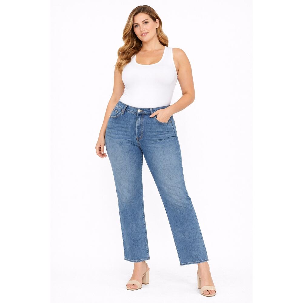 Levi’s Wedgie Straight Jeans Women’s 24W High Rise Cropped Blue Denim